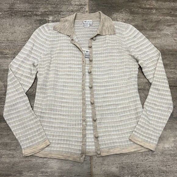 Rare WORTH 100% Wool 2-Piece Set Tank Top Button Cardigan Women’s Size S Small - Picture 1 of 9
